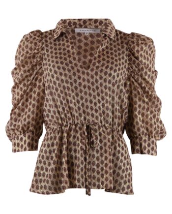Continue Bluse Cita Golden Foil Print Sand