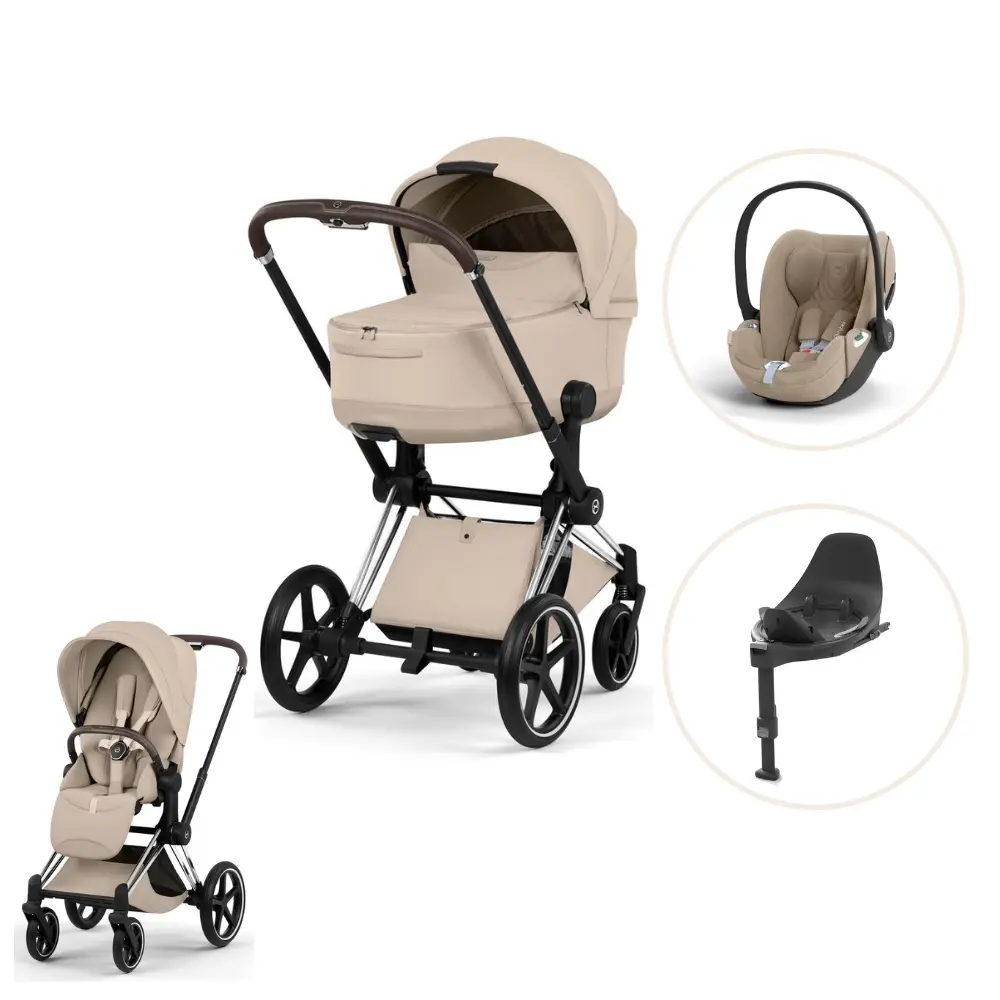 Cybex Priam Style Kombivogn Inkl  Cloud   Plus Og Base   Cozy Beige Chrome Brown