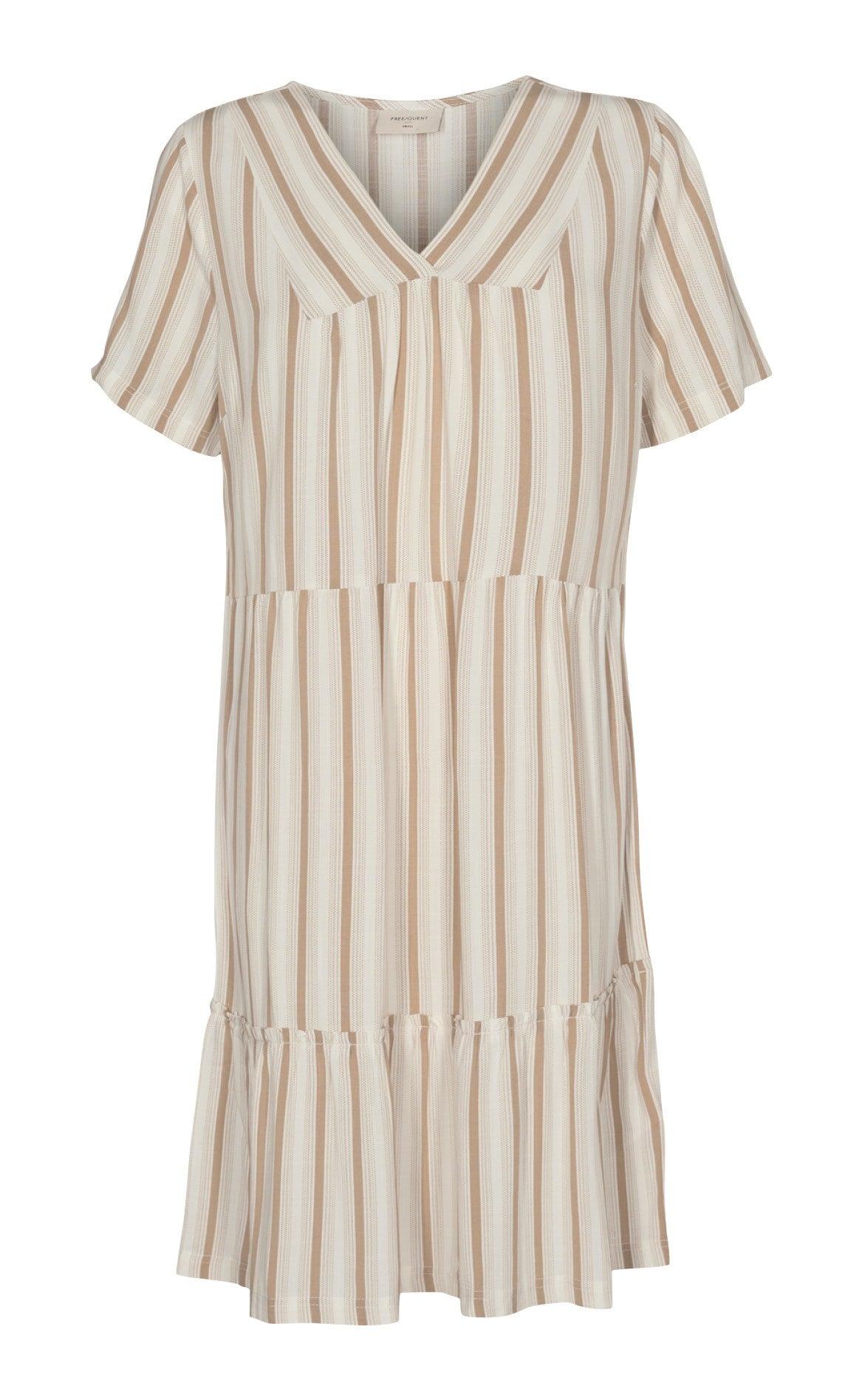 Freequent Kjole Dea Stripe Beige Sand As Cut