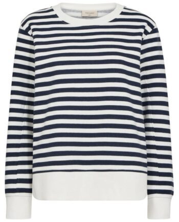 Freequent Striktrøje Fiffi Off-white  - Navy Blazer