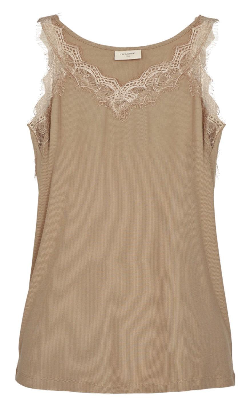 Freequent Top Bicco Rib Silver Mink