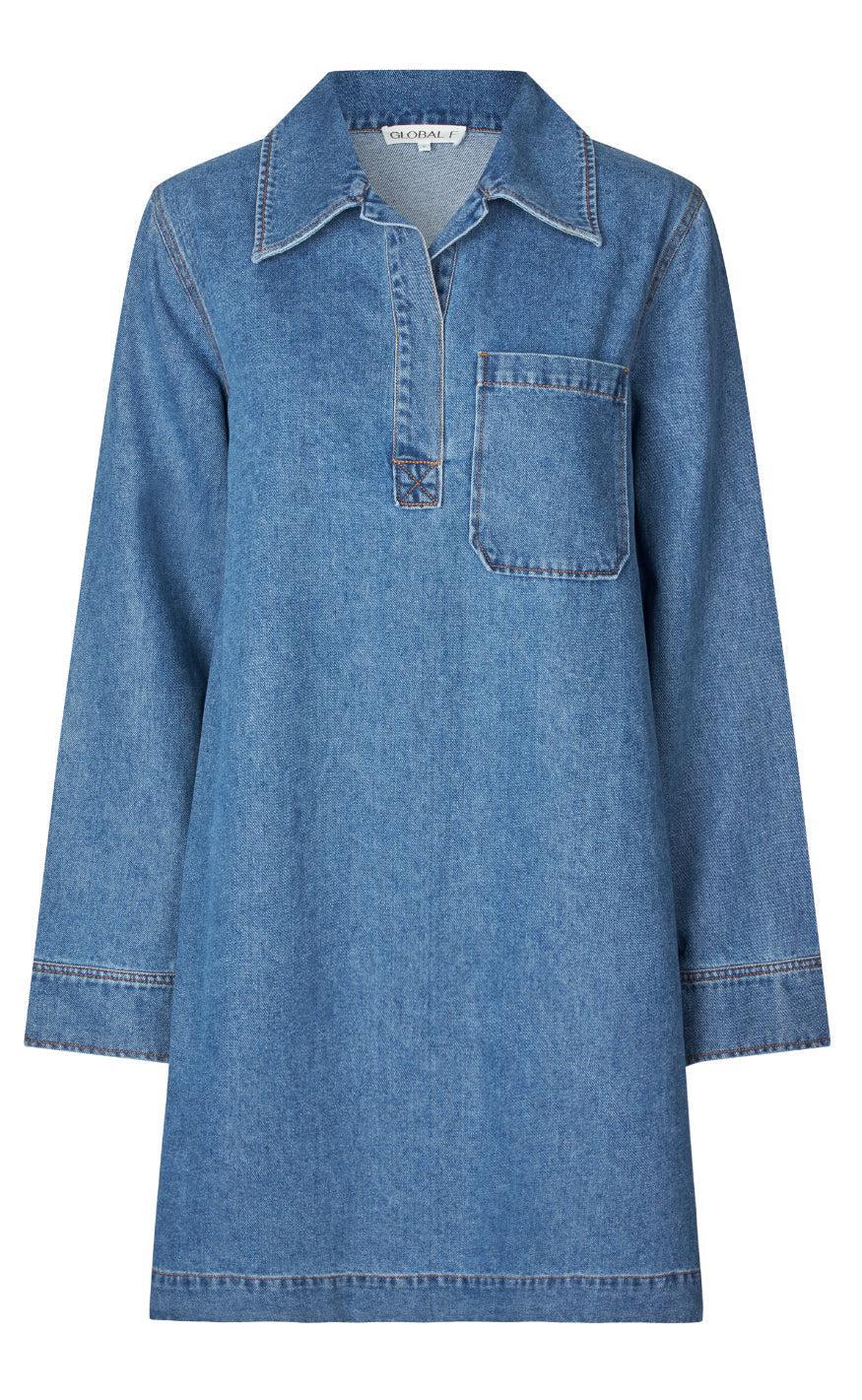 Global Funk Kjole Fialeo-  Mid Vintage Blue
