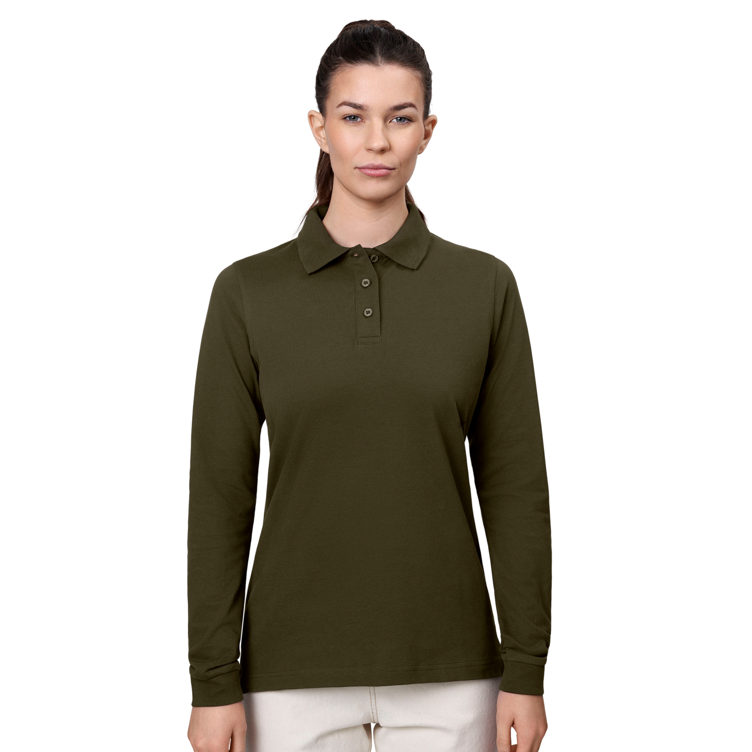 Id Stretch Dame Polo Oliven