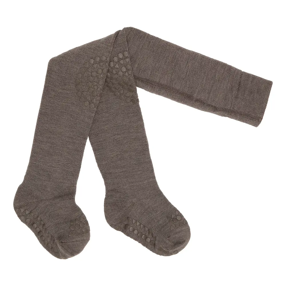 Kravle Strømpebukser Uld Brown Melange  -12m