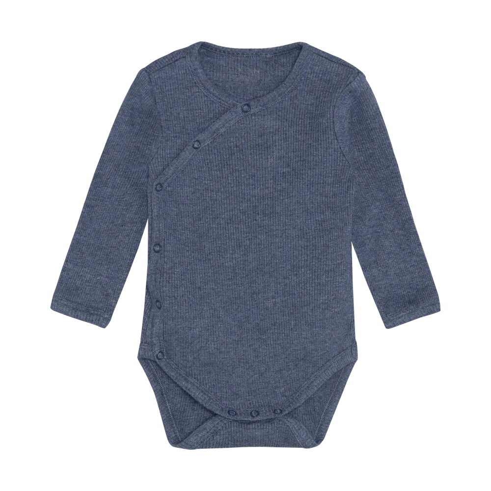 Langærmet Wrap Body Melange Rib Vintage Indigo Melange 44
