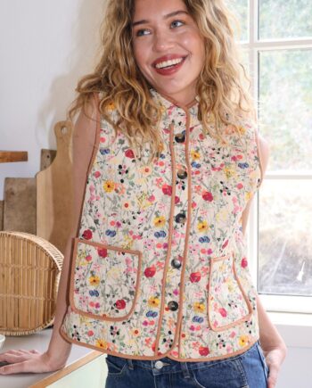 Lollys Laundry Vest Cairoll Quilted Flower Print