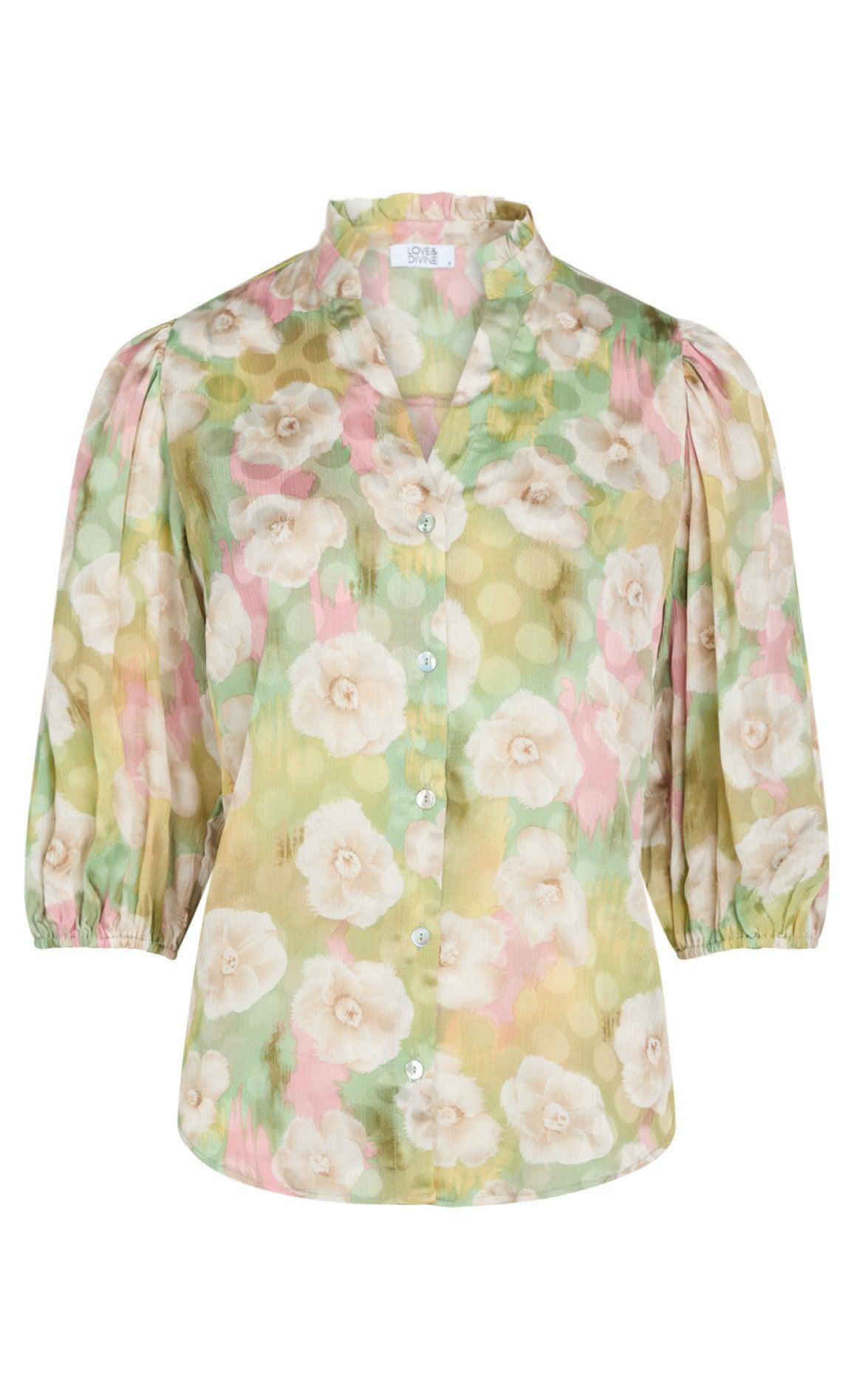 Love   Divine Skjorte Love457-  Green Flower