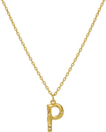 Maanesten Halskæde   Alphabet Gold Colour