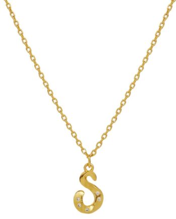 Maanesten Halskæde   Alphabet Gold Colour