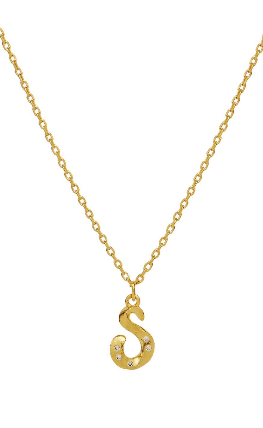 Maanesten Halskæde   Alphabet Gold Colour