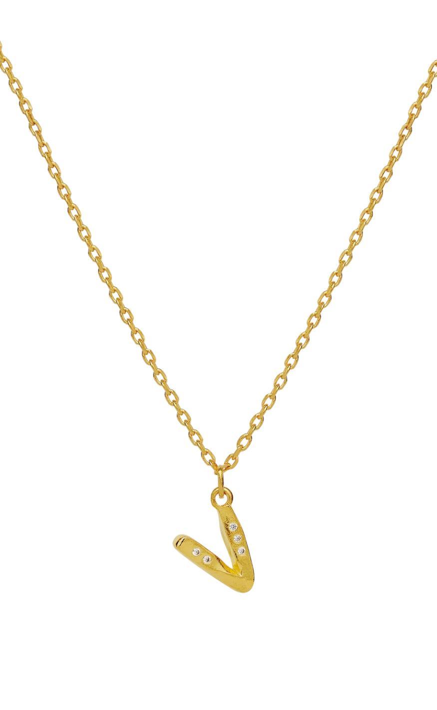 Maanesten Halskæde   Alphabet Gold Colour