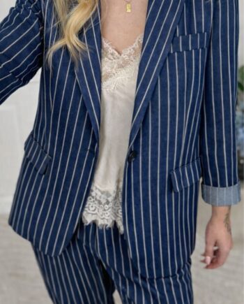 Marta Du Chateau Blazer Lenia Stripe Denim