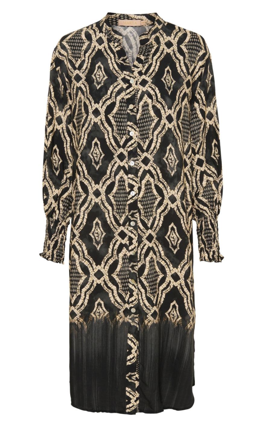Marta Du Chateau Kjole Gry  Black Geometric