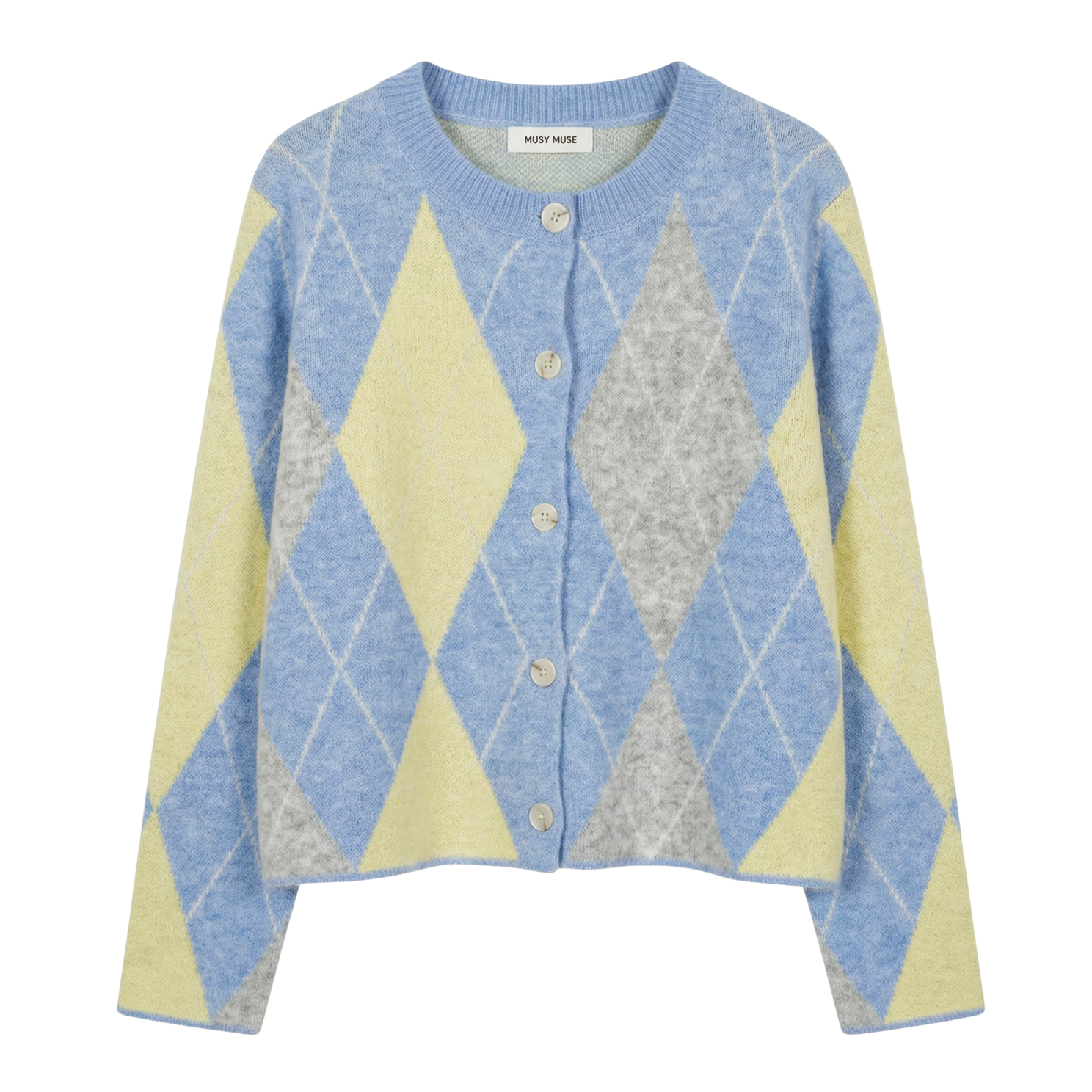 Musy Muse Dame Cardigan Uldmix Blue One Size