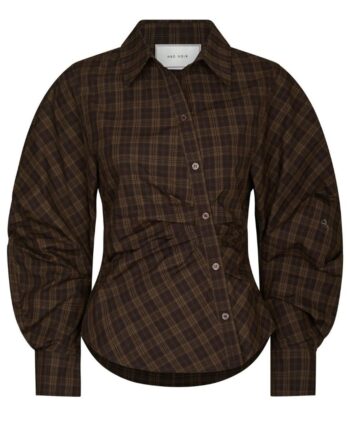 Neo Noir Bluse Neoella Check Dark Brown
