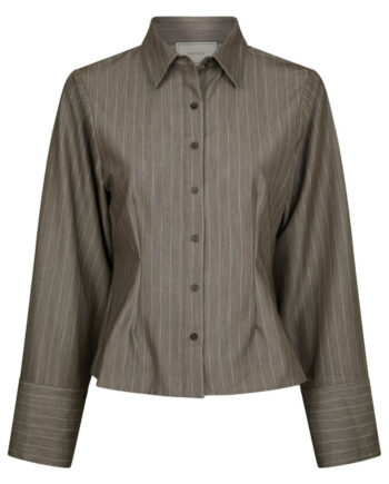 Neo Noir Skjorte Rosa Pinstripe Melange Dusty Brown