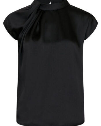 Neo Noir Top Fleur Drapy Satin Black