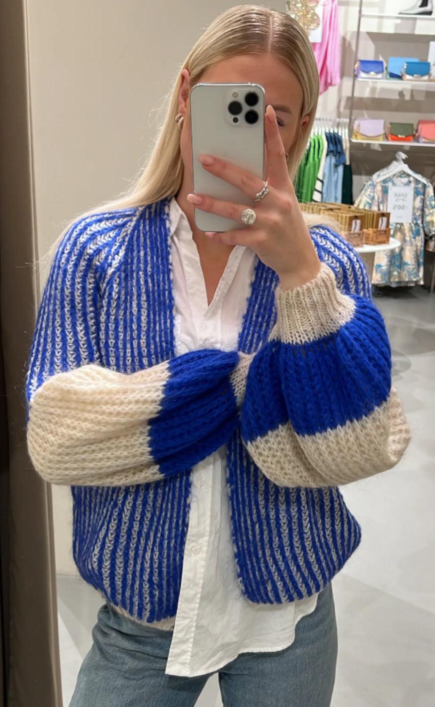Noella Cardigan Liana Cream Cobalt Blue