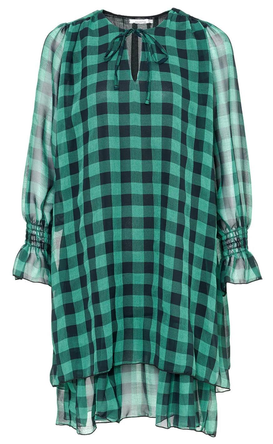 Noella Kjole Cassy Black Green Checks
