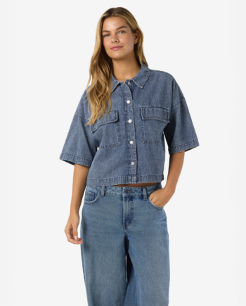 Noisy May Enza Dame Denimskjorte Medium Blue Denim