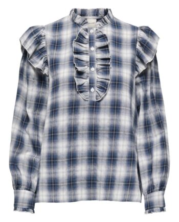 Only Bluse Figa Ls Flounce Cloud Dancer Night Sky