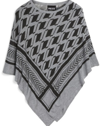 Pieces Poncho Novis Light Grey Melange