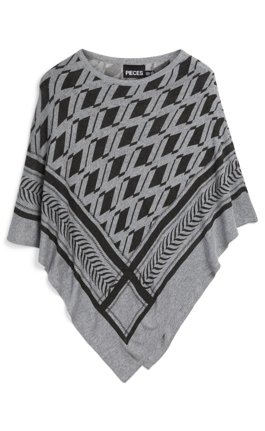 Pieces Poncho Novis Light Grey Melange