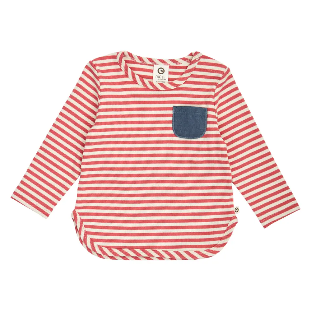 Rib Stripede Bluse    Lomme Mineral Red  Tofu 68