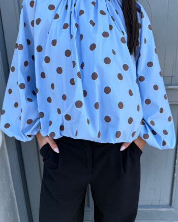 Say Ina Copenhagen Bluse Diana Dot Blue    Brown Dots