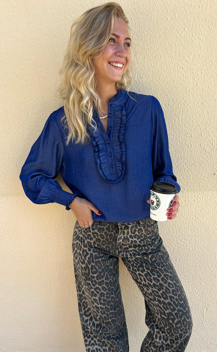 Say Ina Copenhagen Bluse   Skjorte Cami Dark Denim Blue