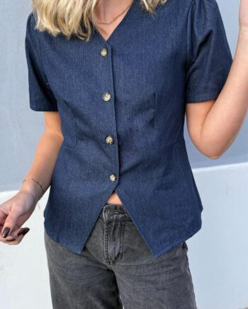 Say Ina Copenhagen Bluse Venja Dark Blue Denim