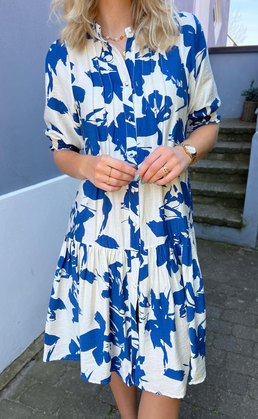 Say Ina Copenhagen Kjole Anja White   Blue Flower