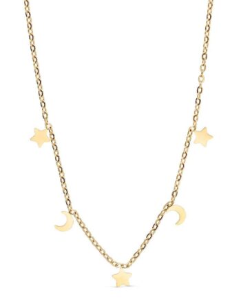Smykkeli Copenhagen Halskæde Porto Moon   Stars Gold Colour