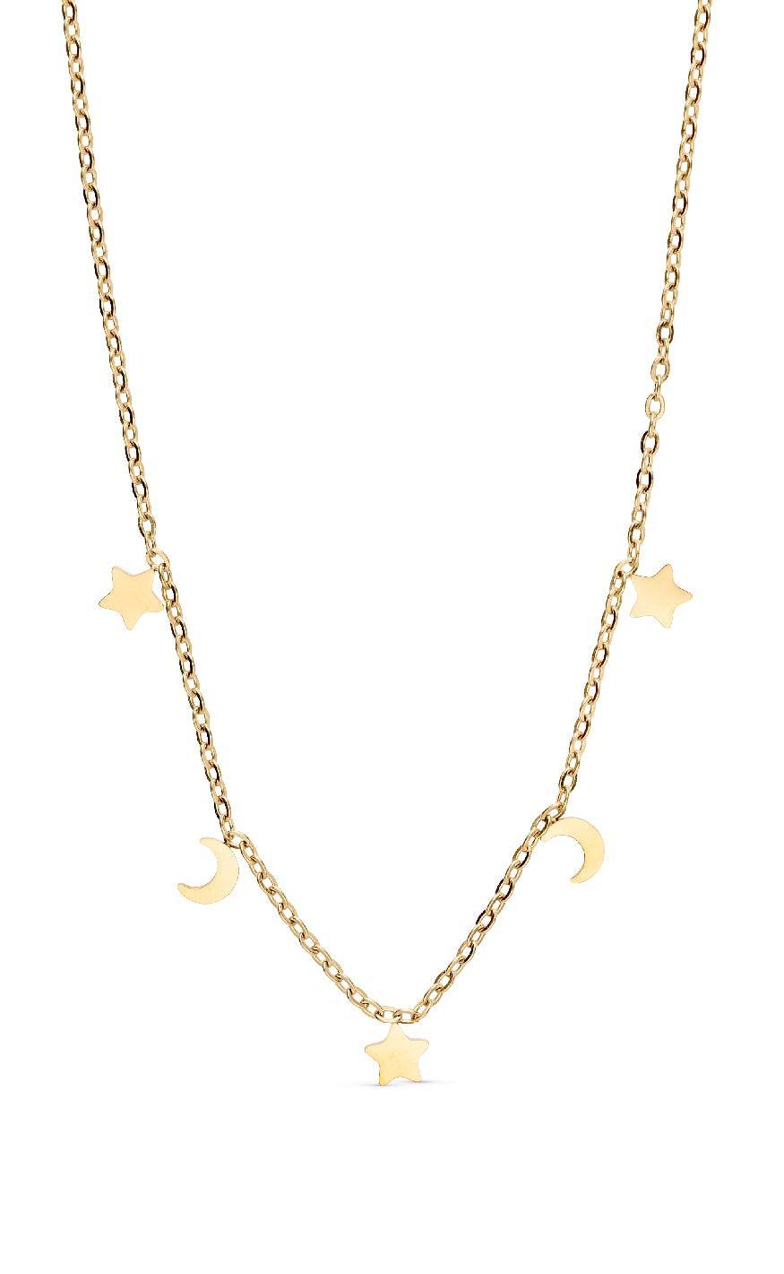 Smykkeli Copenhagen Halskæde Porto Moon   Stars Gold Colour