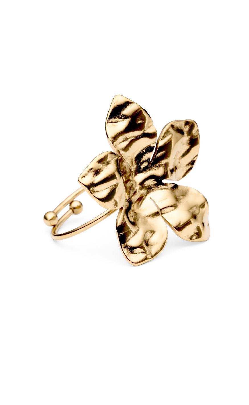 Smykkeli Copenhagen Ring Fia Flower Gold Colour