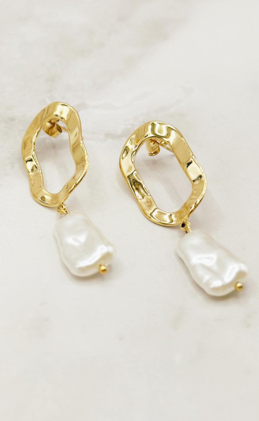 Smykkeli Copenhagen øreringe Lara Pearl Gold Colour