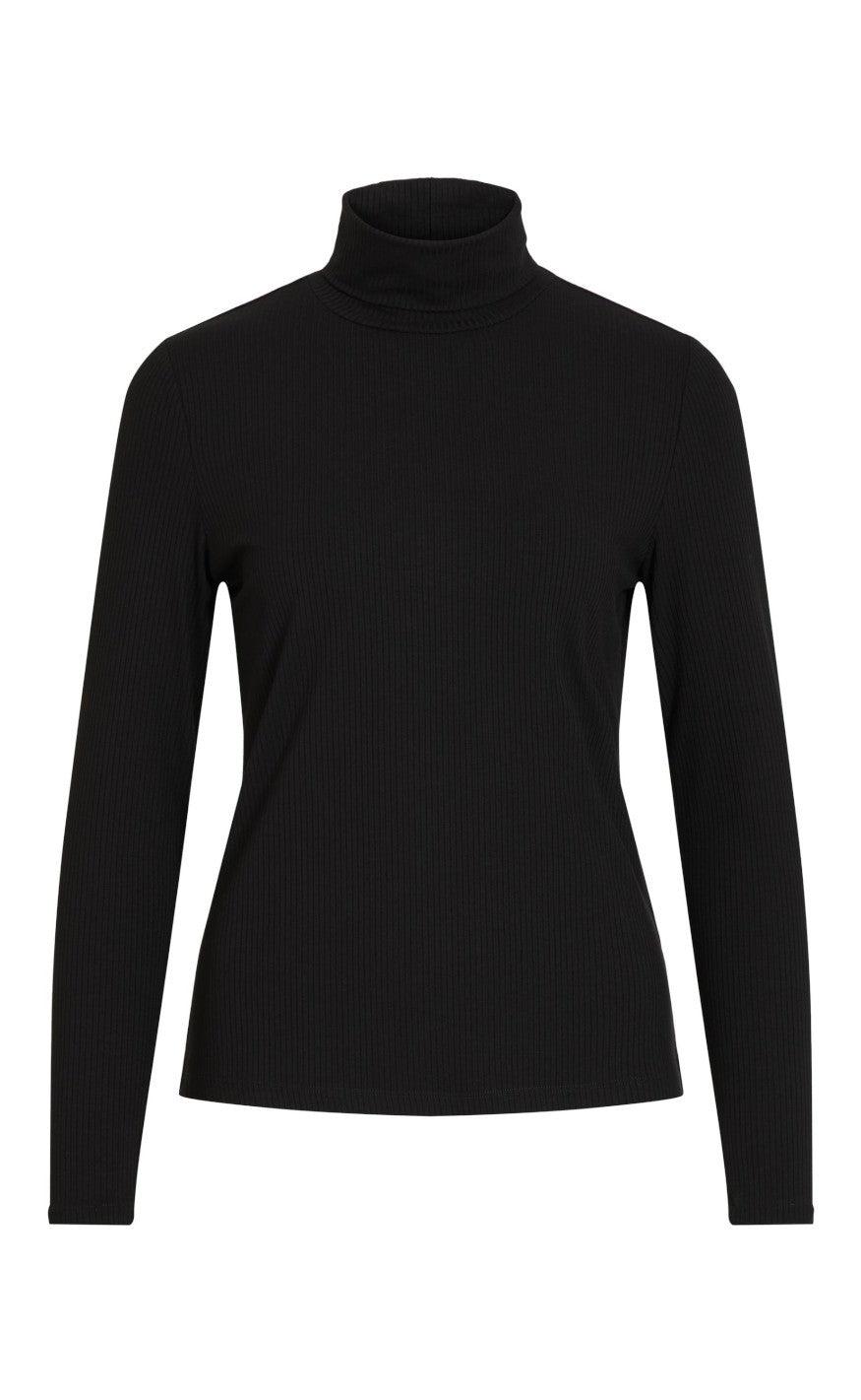 Vila Bluse Solitta Rib Black