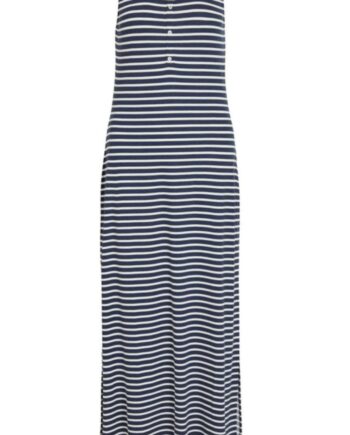 Vila Kjole Dell Maxi Navy  White