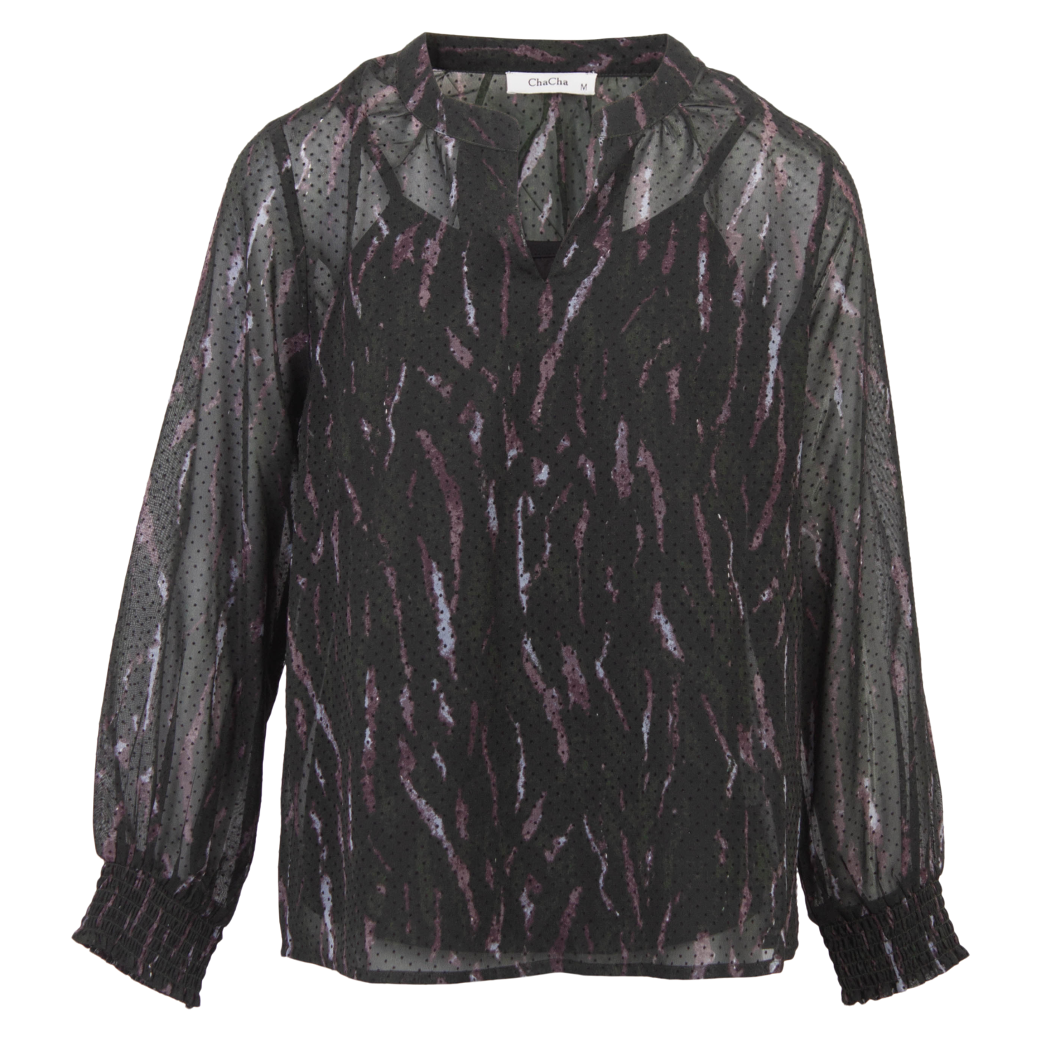 Zbyz Dame Bluse Plus Size Black Print 54 56