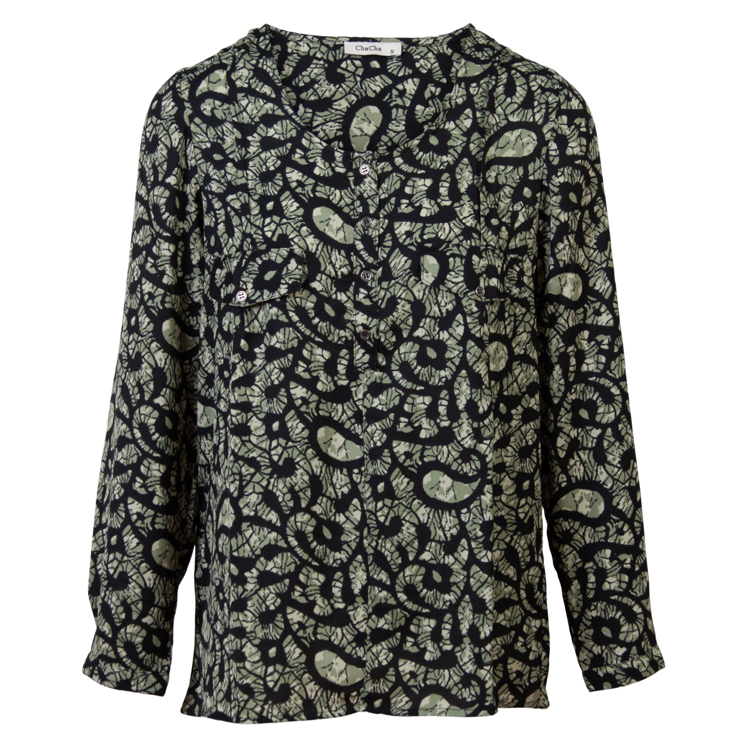 Zbyz Dame Bluse Plus Size Print   Khaki 46 48