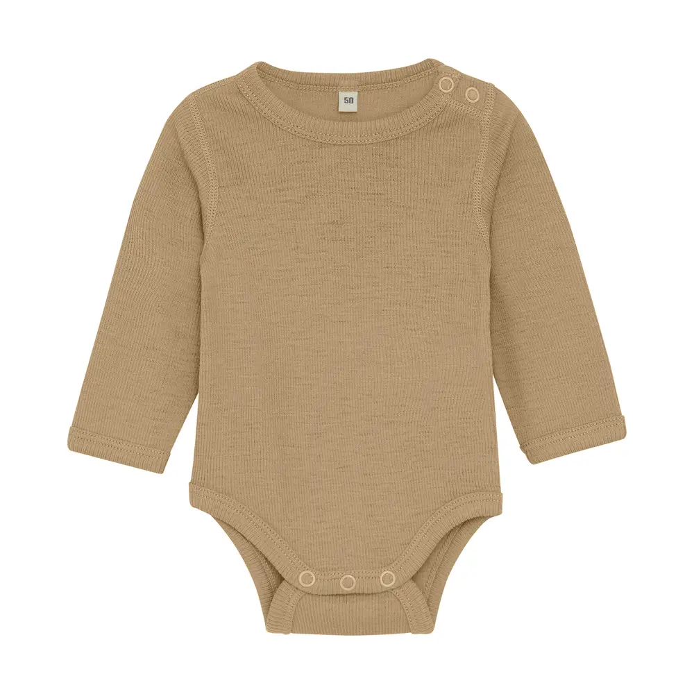 Bekids Langærmet Uld Body Light Camel Melange 60