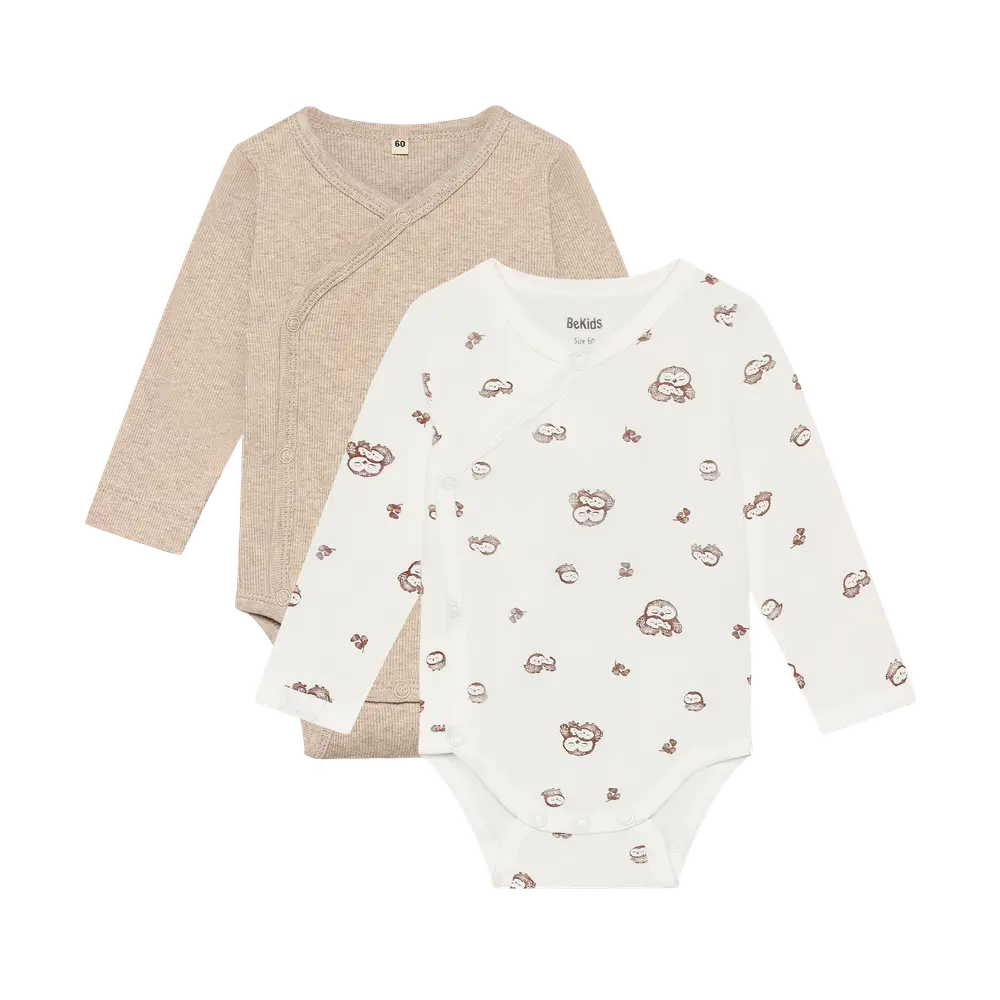 Bekids Langærmet Wrap Body  -pak Silver Mink 60