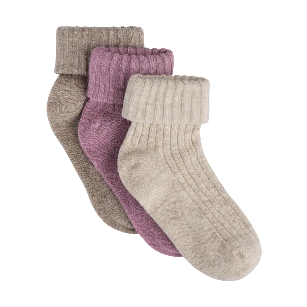 Bekids Uld Rib Strømpe  -pak Burnished Lilac 15 18