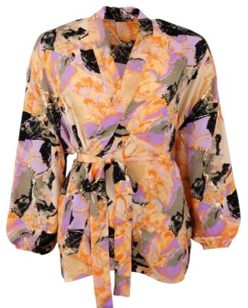 Black Colour Kimono Luna Orange Marble