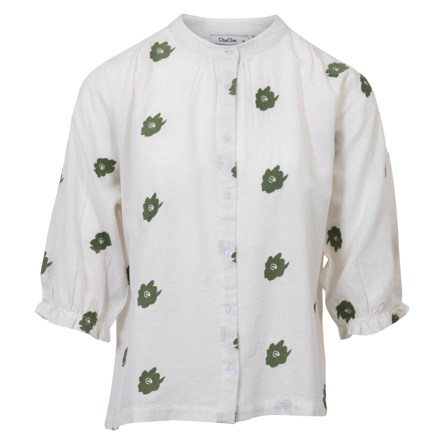 Chacha Dame Bluse Green Embroidery