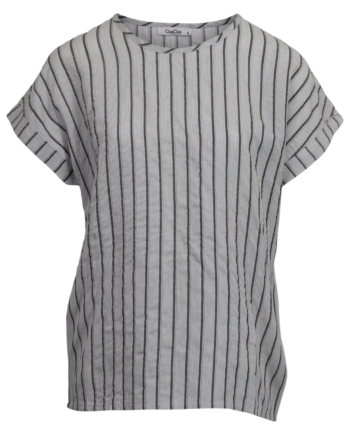 Chacha Dame Kortærmet Bluse Grey Black Stripe