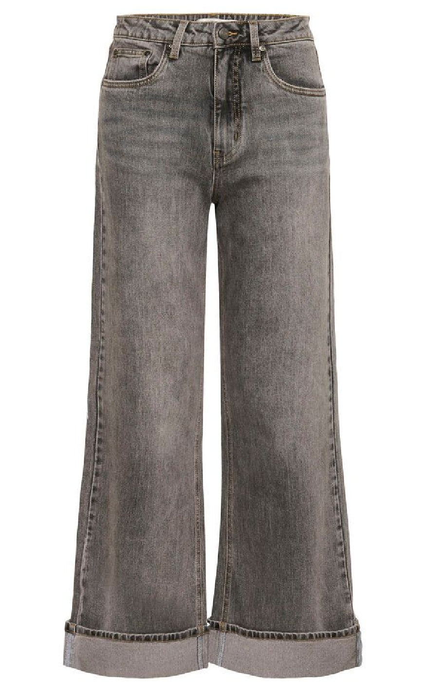Gestuz Bukser Sara Hw Wide Washed Light Grey