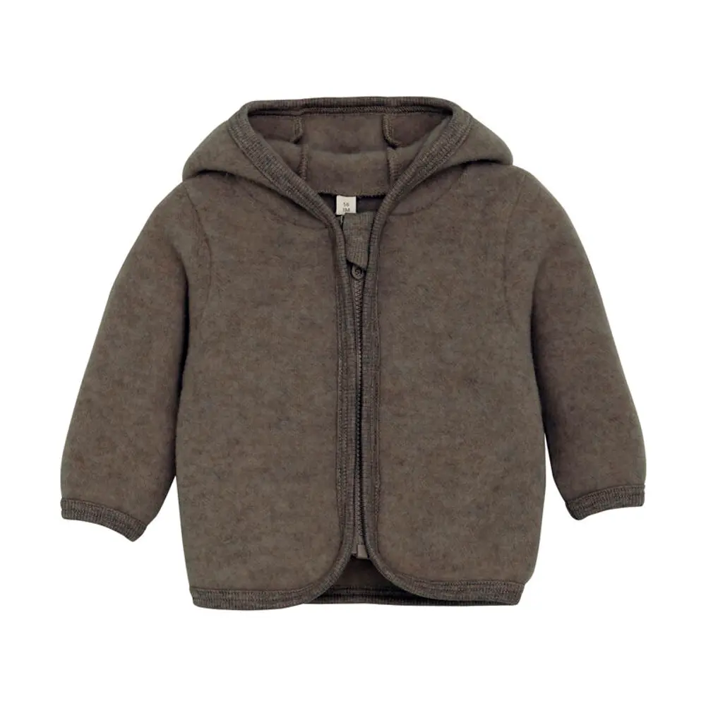 Jakke    ører Uld Fleece Brown Melange 68