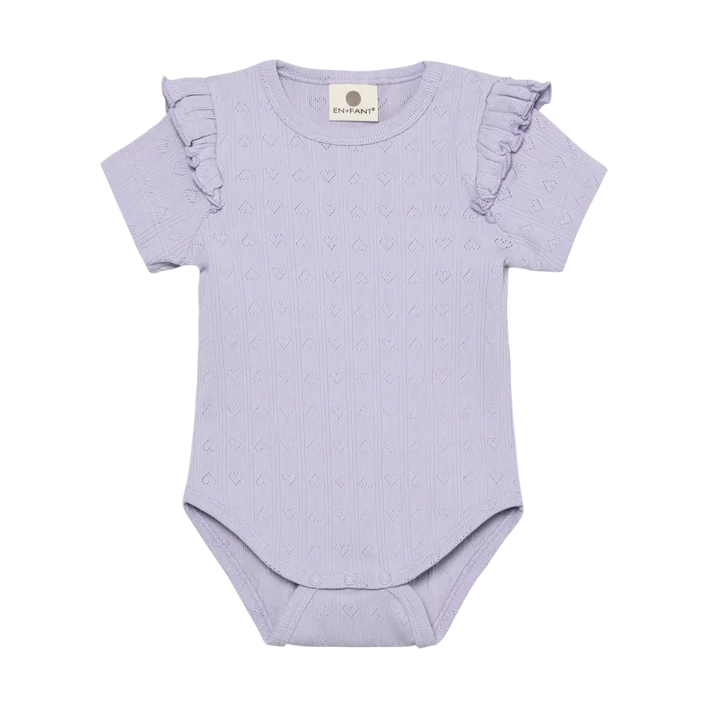 Kortærmet Pointelle Body Purple Heather 62