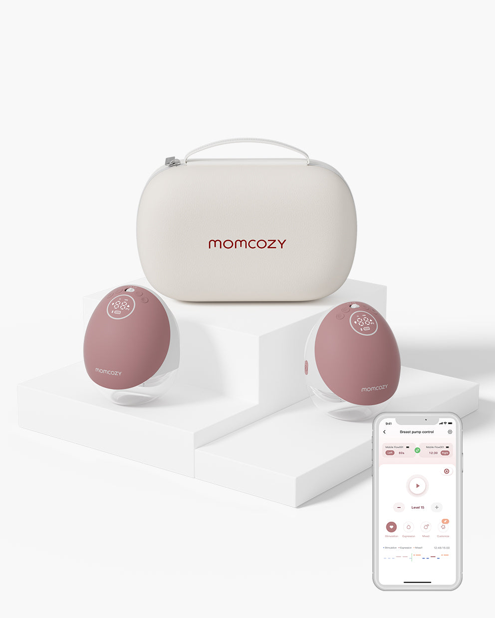Momcozy M9 Dobbelt Bærbar Brystpumpe Rød